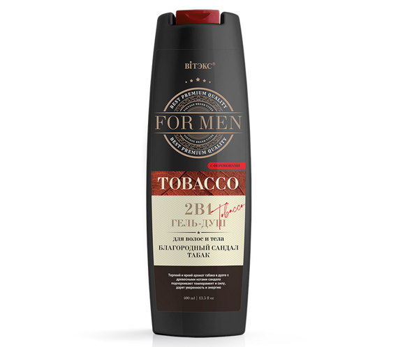 Гель-душ TOBACCO For MEN  для волос и тела, с феромонами, 400мл, Витэкс