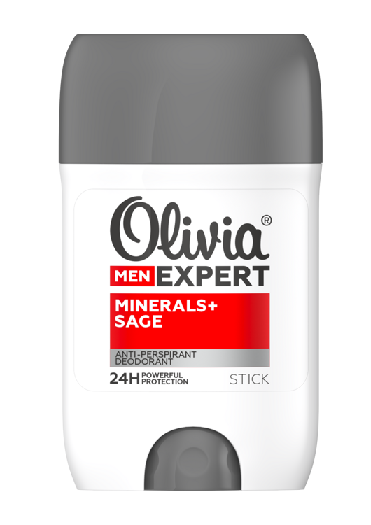 Дезодорант-антиперспирант Olivia Men Expert Minerals+ sage, 48 г, Alviero