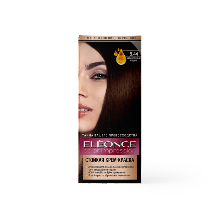 Краска для волос ELEONCE стойкая № 5.44 карамельный каштан, INCOSMETIC ASIA, (10 шт)