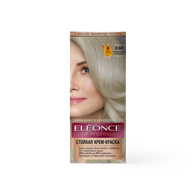 Краска для волос ELEONCE стойкая № 9.82 пепельный блонд, INCOSMETIC ASIA, (10 шт)
