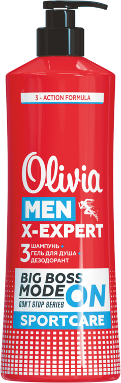 Шампунь для волос Olivia Men X-Expert 3в1 Big boss mode для мужчин, 1000 мл, Alviero